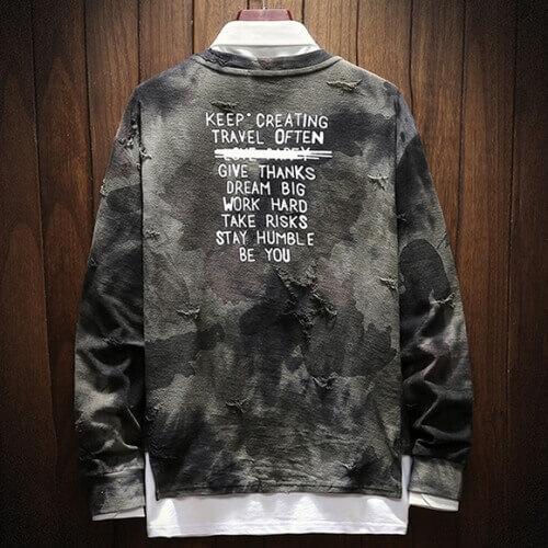 Camouflage Long Sleeve with a Messge